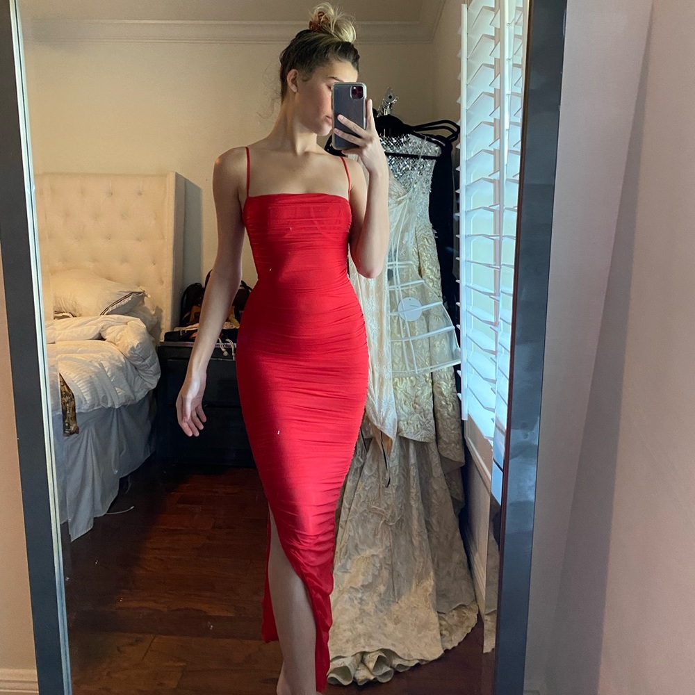 House of CB Fornarina Red Mesh Organza Dress